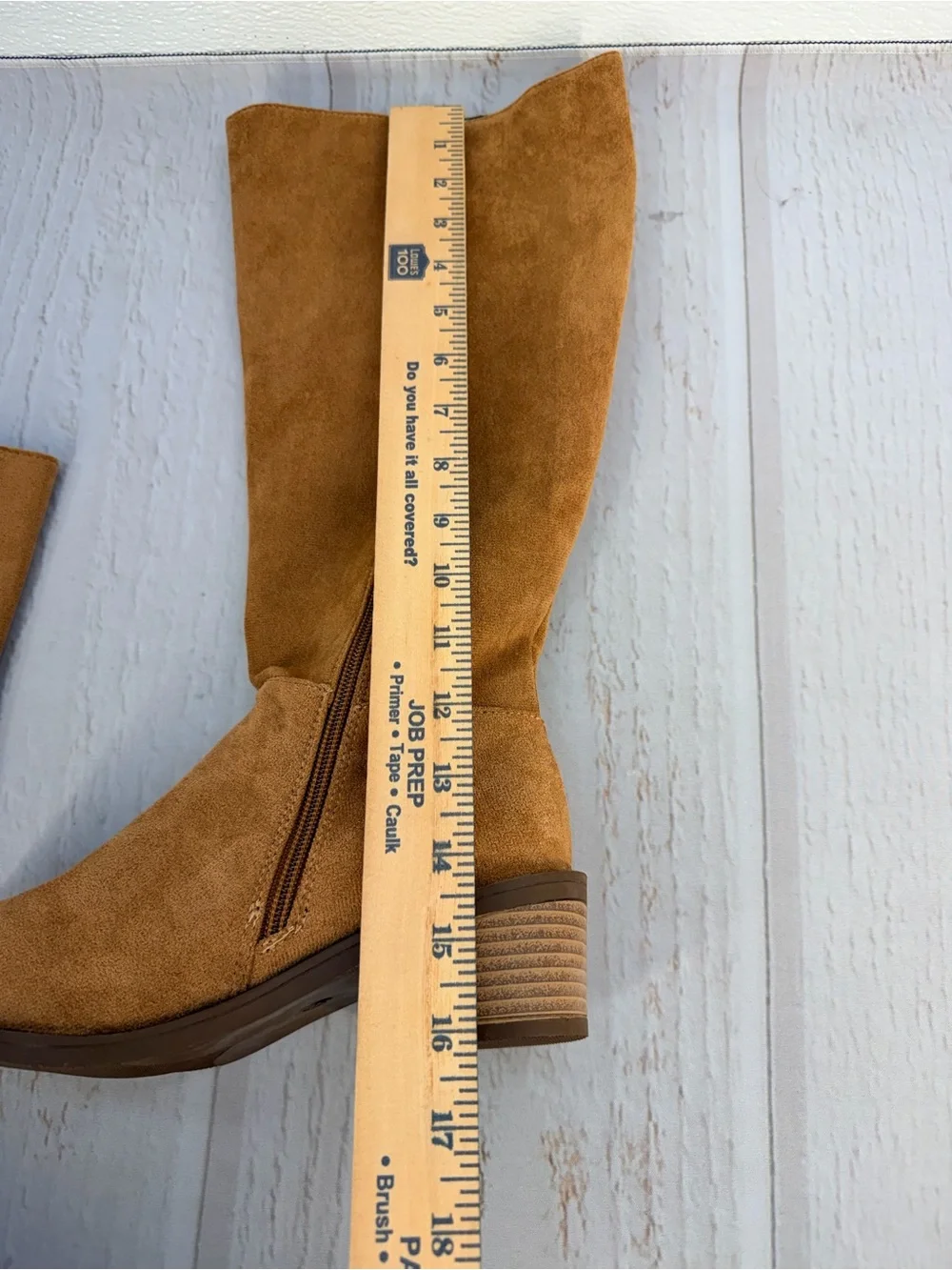 Women’s Tan Faux Suede Knee High Boots Block Heel Size 38 NWOT